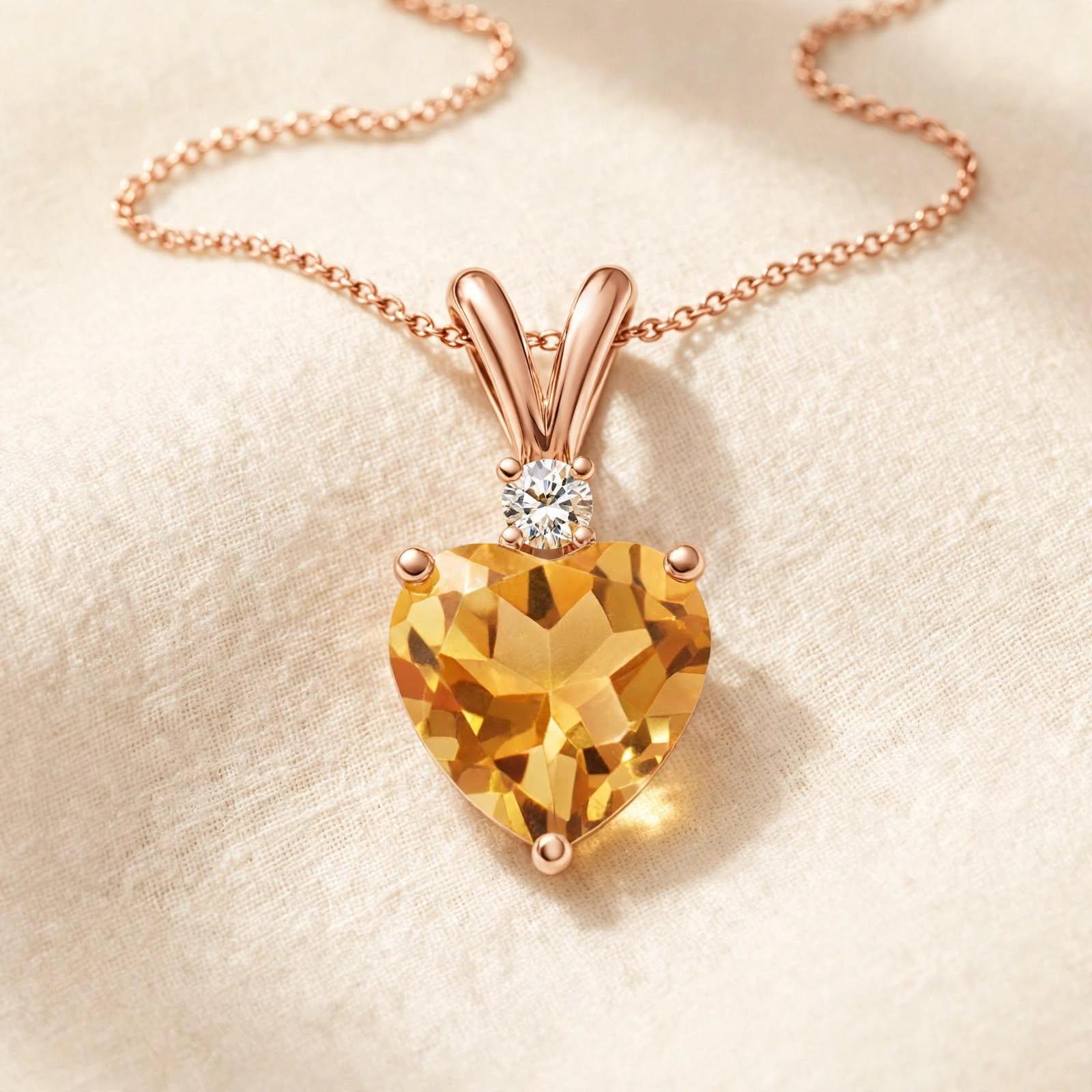 Citrine Heart Shape Crystal Pendant
