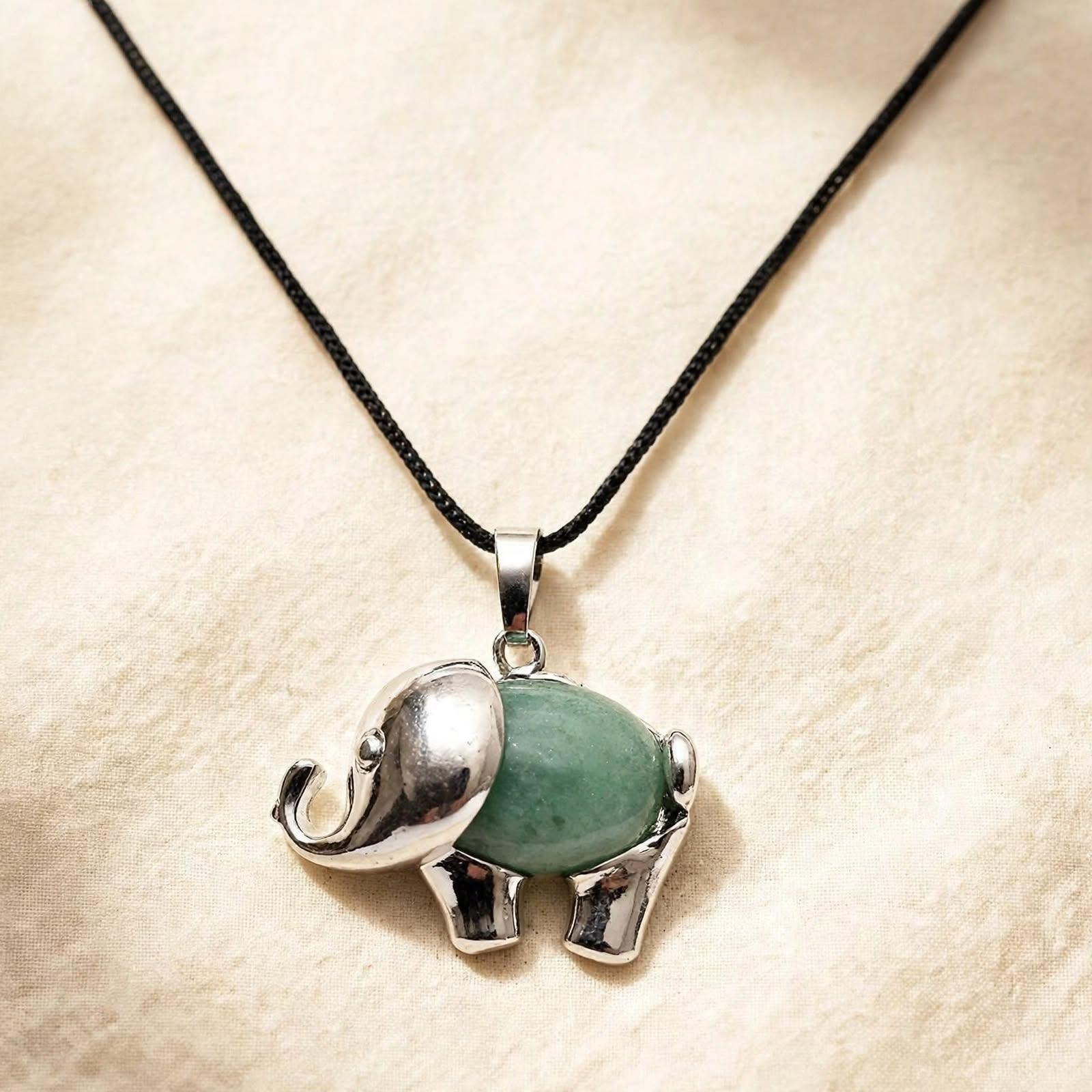 Green Amethyst Elephant Crystal Pendant