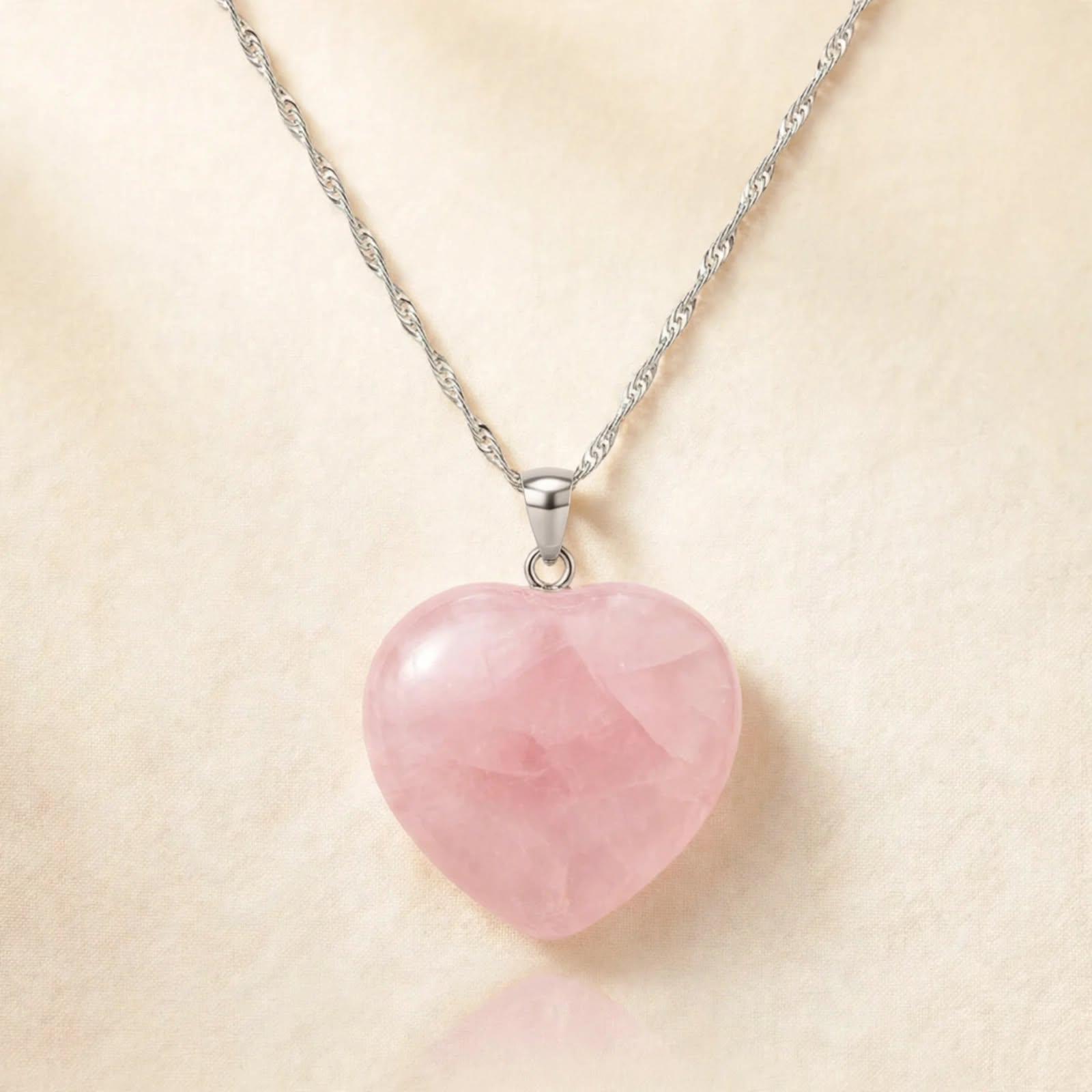 Rose Quartz Heart Crystal Pendant