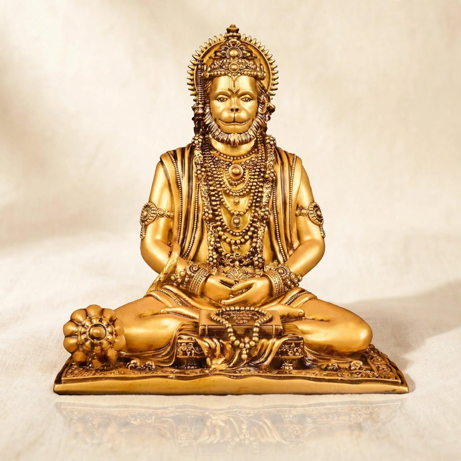 Sitting Hanuman Ji Gold Plated