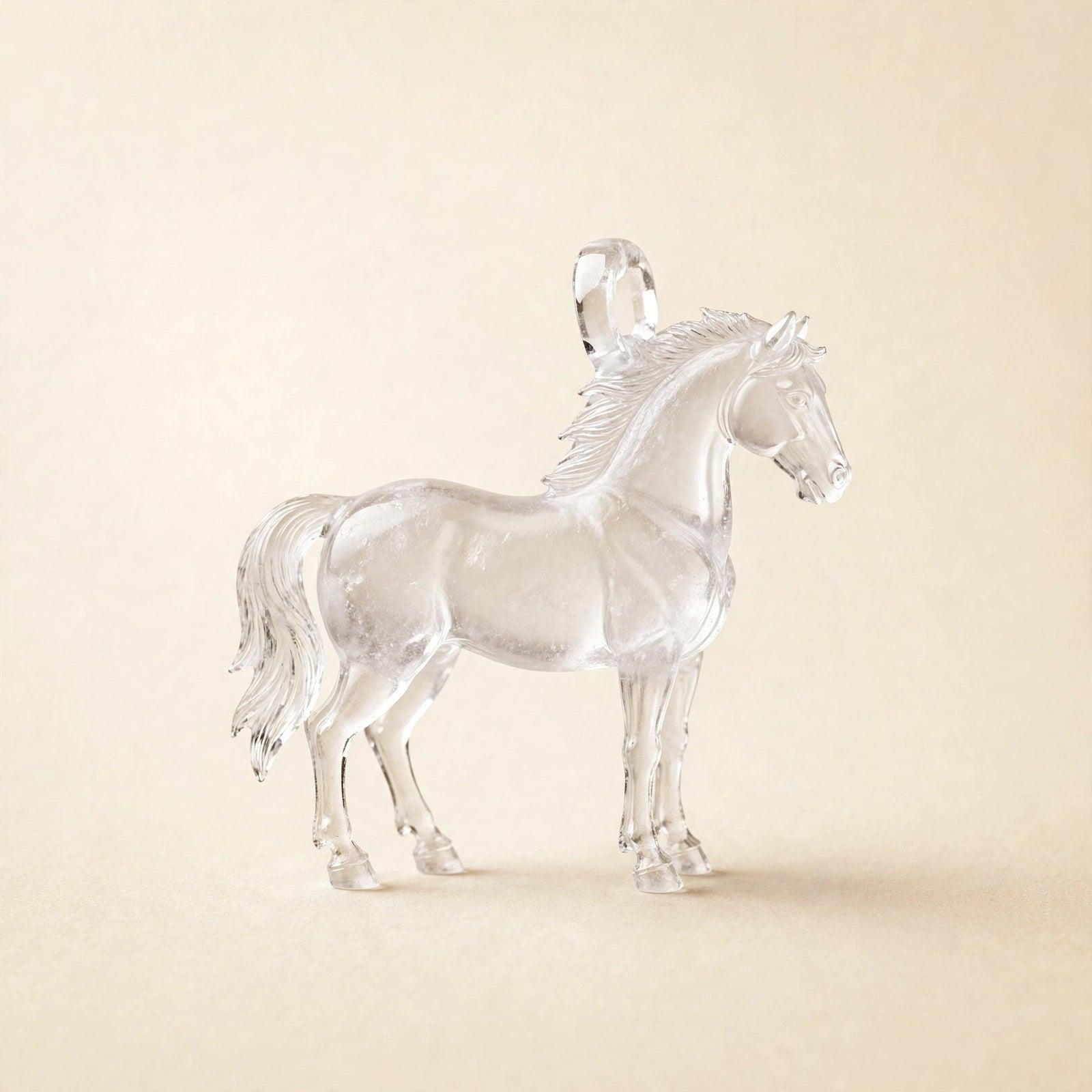 White Horse Clear Crystal Pendant